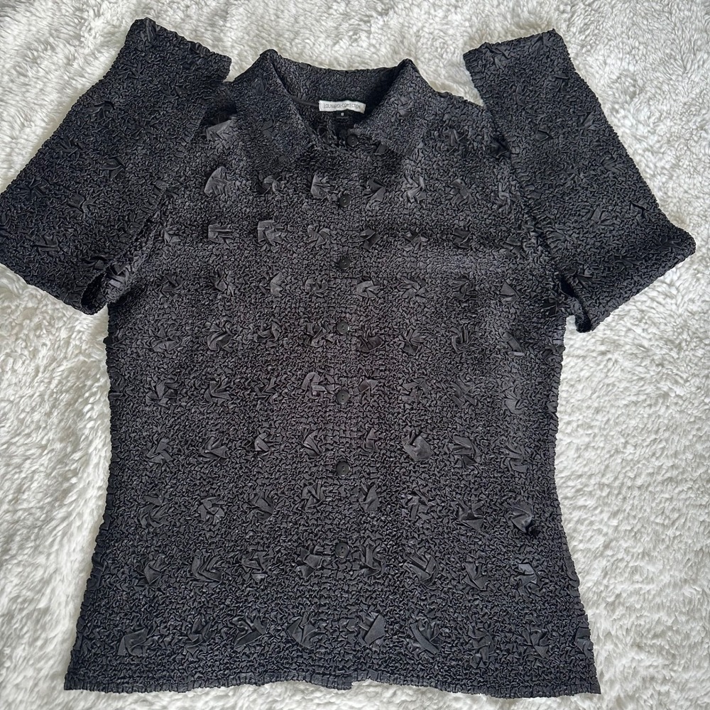 Vtg 90s Lounardi Collection Popcorn Shirt Bubble Top Magic Stretch Y2K One Size